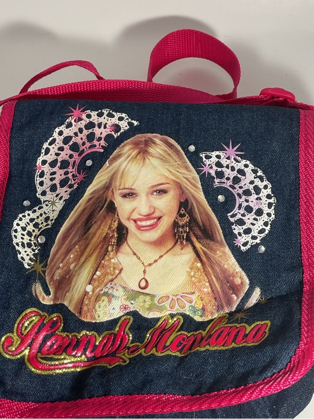 Hannah Montana Pink-Trim Kids Denim Crossbody Bag